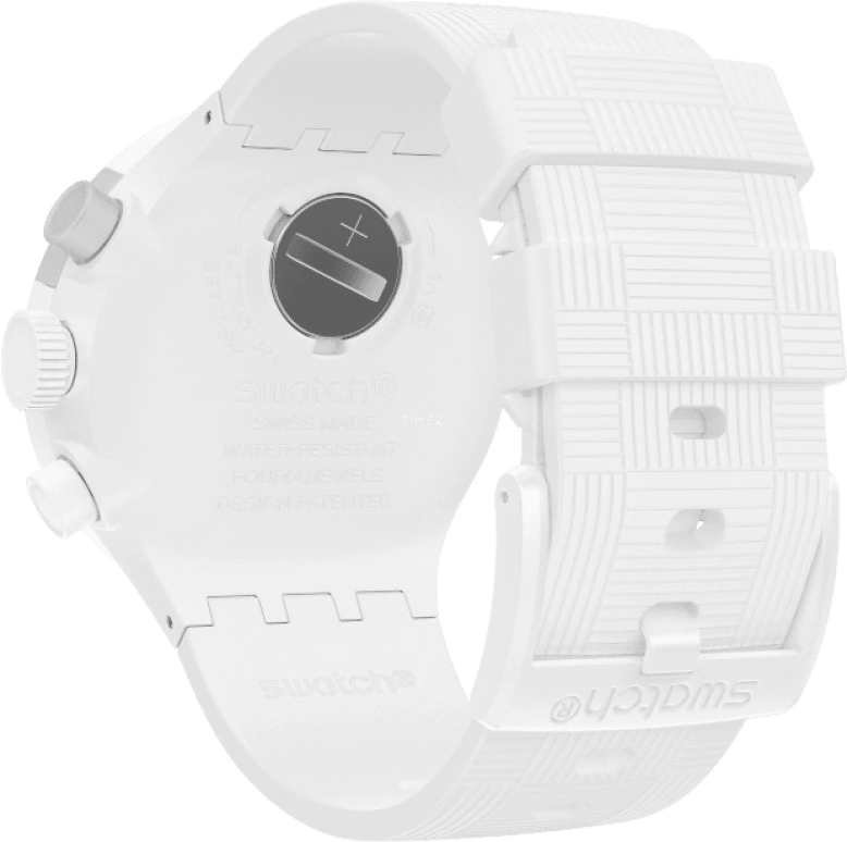Swatch,THE BOLD 47mm,47mm,Plastic,White,Sapphire,Crystal Glass,SB02W400