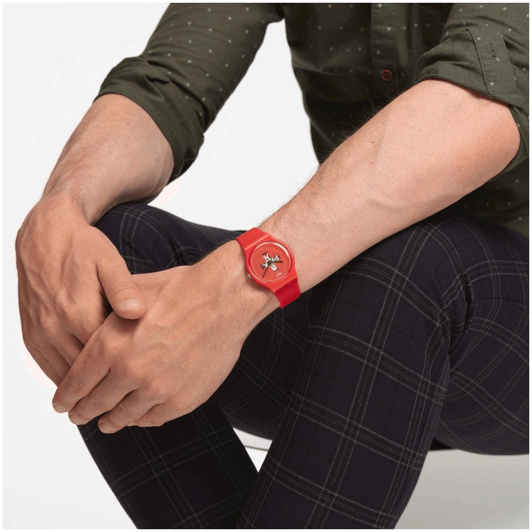 Swatch,Originals 41mm,41mm,Plastic,Red,SUOR106