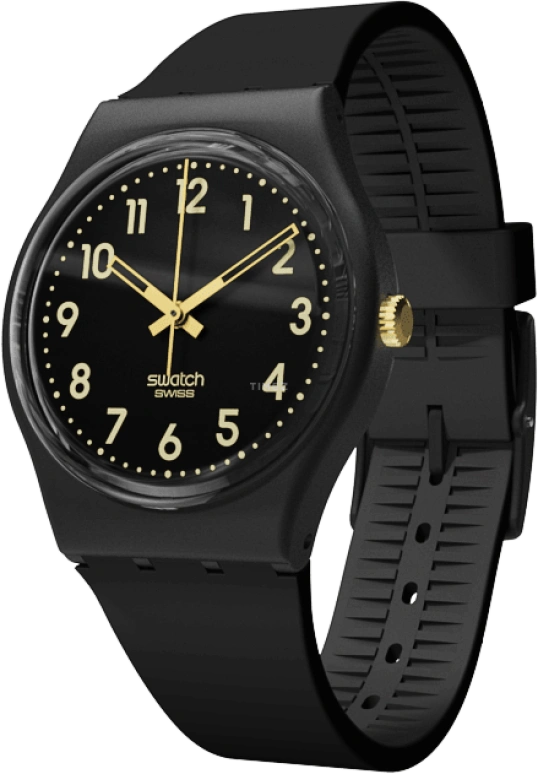 Swatch,Originals 34mm,34mm,Plastic,Black,Quartz,Round,GB274