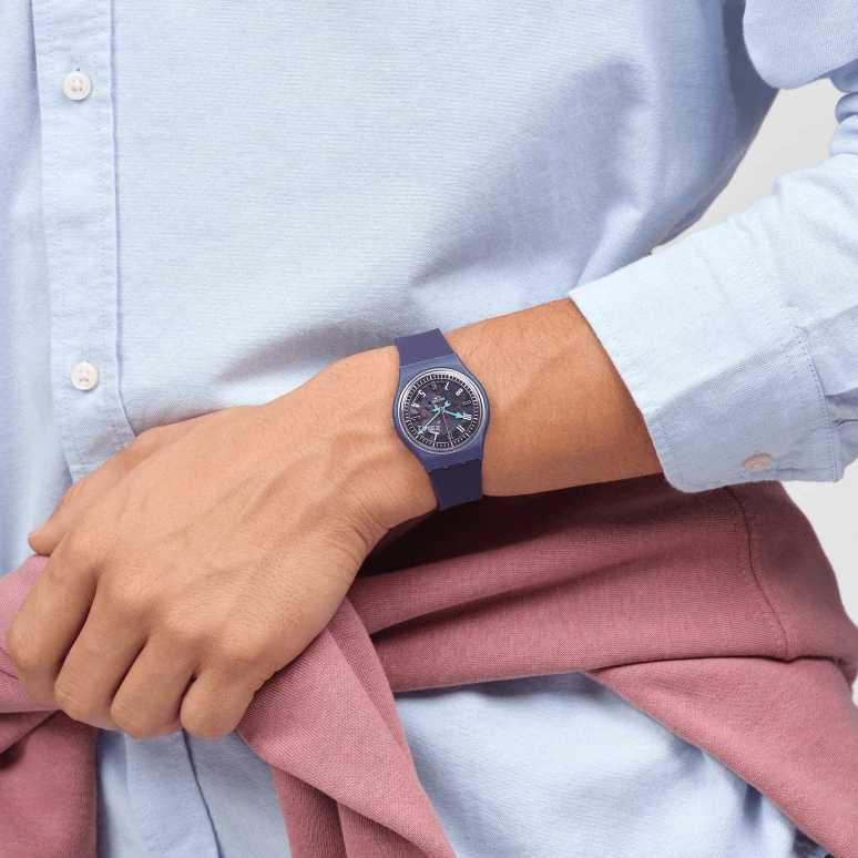 Swatch,Originals 34mm,34mm,Bio-sourced,Purple,Quartz,Sapphire,Crystal Glass,Round,SO28V102