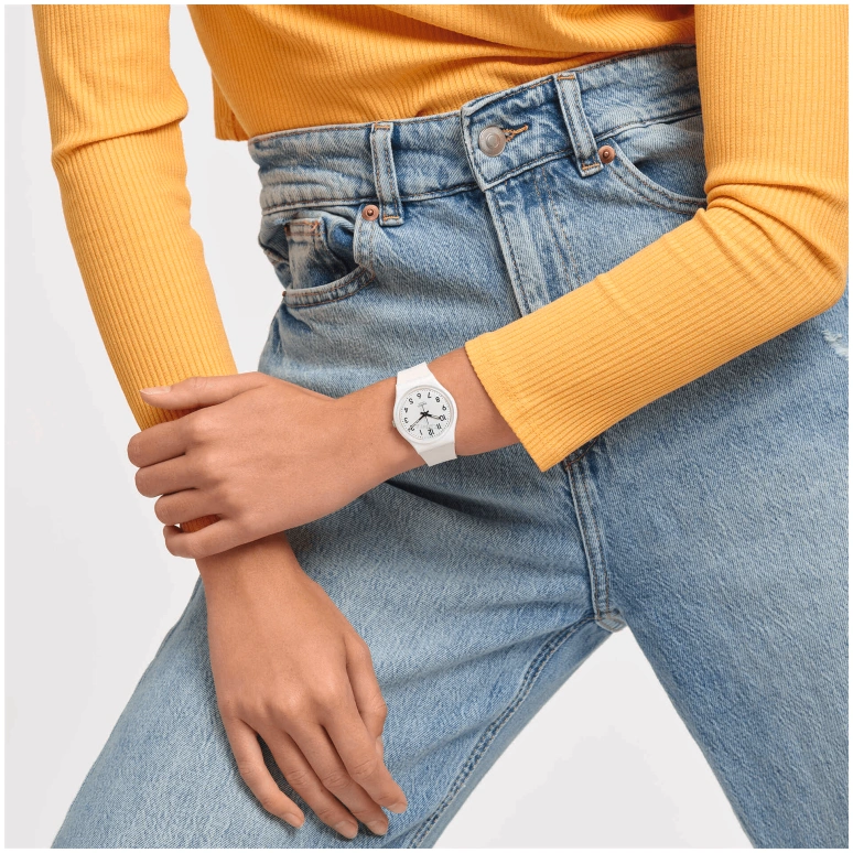 Swatch,Originals 34mm,34mm,Bio-sourced,White,Quartz,Sapphire,SO28W107,SO28W107-S14