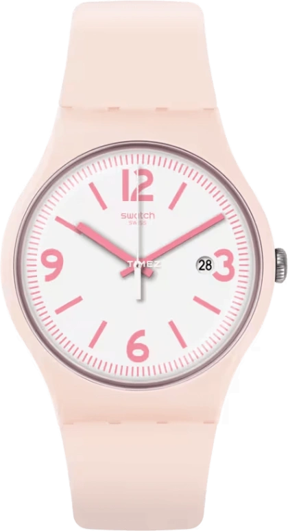 Swatch,Originals 41mm,41mm,Plastic,White,Quartz,Day,Tonneau,SUOP400