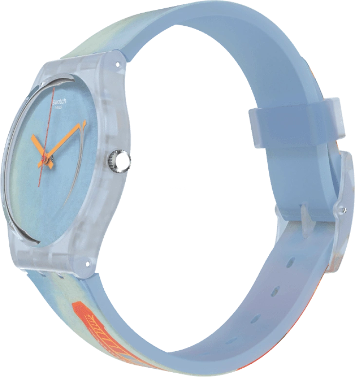 Swatch,Originals 34mm,34mm,Plastic,Blue,Quartz,Sapphire,Crystal Glass,Round,GZ357