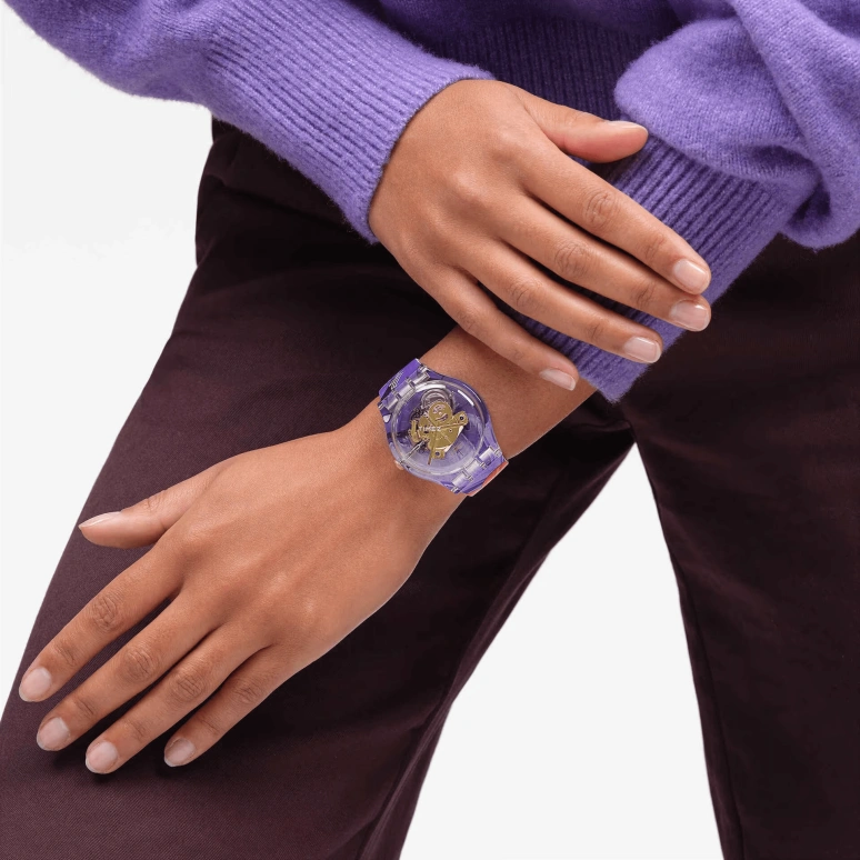 Swatch,Originals 41mm,41mm,Plastic,Transparent,Quartz,Sapphire,Crystal Glass,Round,SUOK146,SUOK146-018