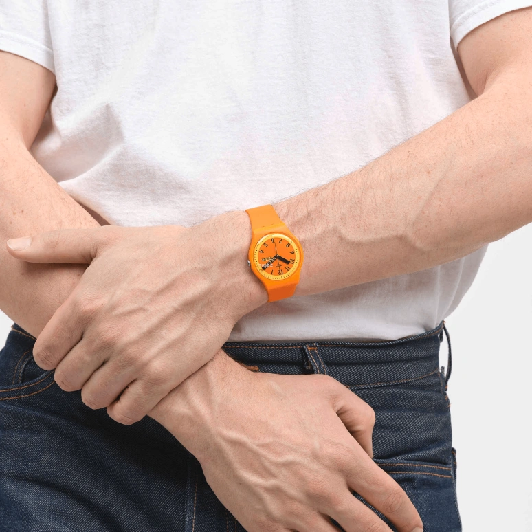 Swatch,Originals 41mm,41mm,Bio-sourced,Orange,Quartz,Date,Day,SO29O700