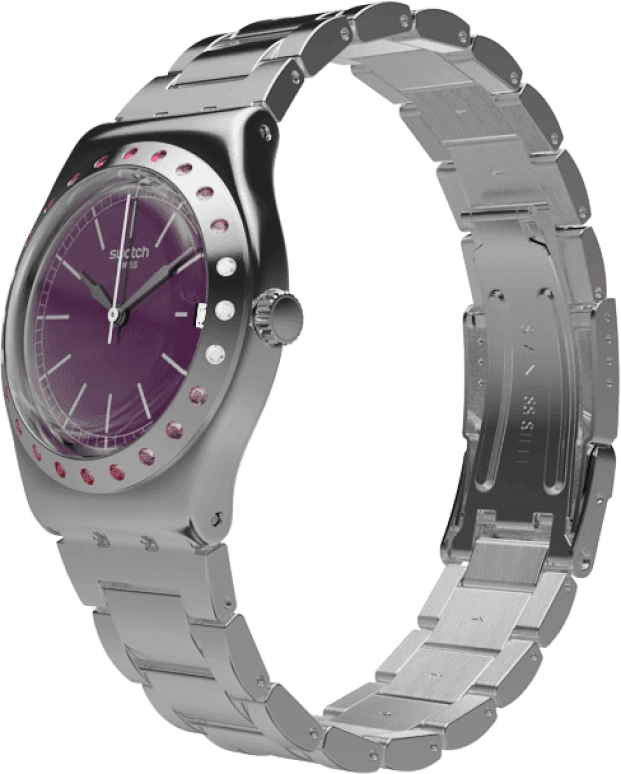 Swatch,IRONY 33mm,33mm,Stainless Steel,Pink Red,Red,Quartz,Day,Round,YLS455G