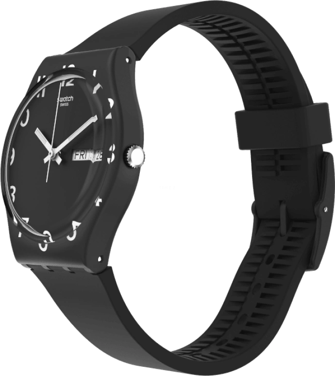 Swatch,Originals 39.20mm,39.20mm,Plastic,Black,Sapphire,Crystal Glass,Closed,GB757