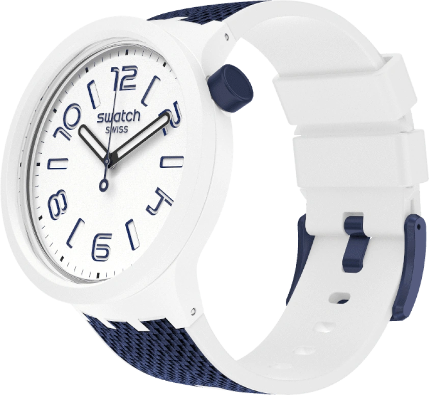 Swatch,THE BOLD 47mm,47mm,Plastic,White,Sapphire,Crystal Glass,Closed,SO27W102