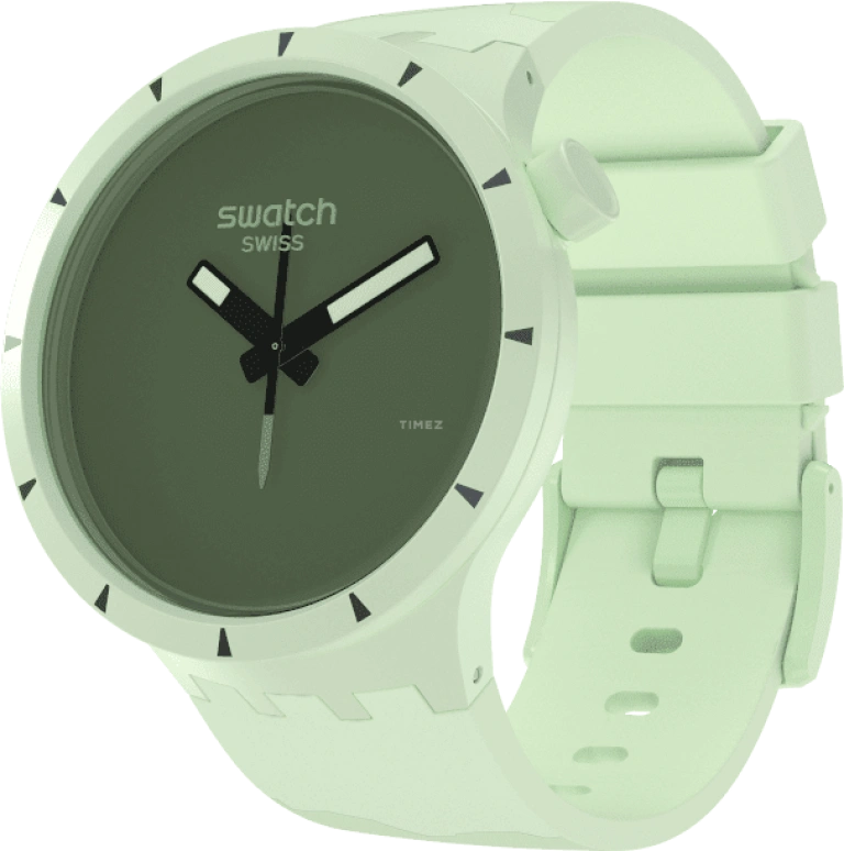 Swatch,THE BOLD 47mm,47mm,Bioceramic,Ceramic,Green,Quartz,Sapphire,Crystal Glass,Round,SB03G100