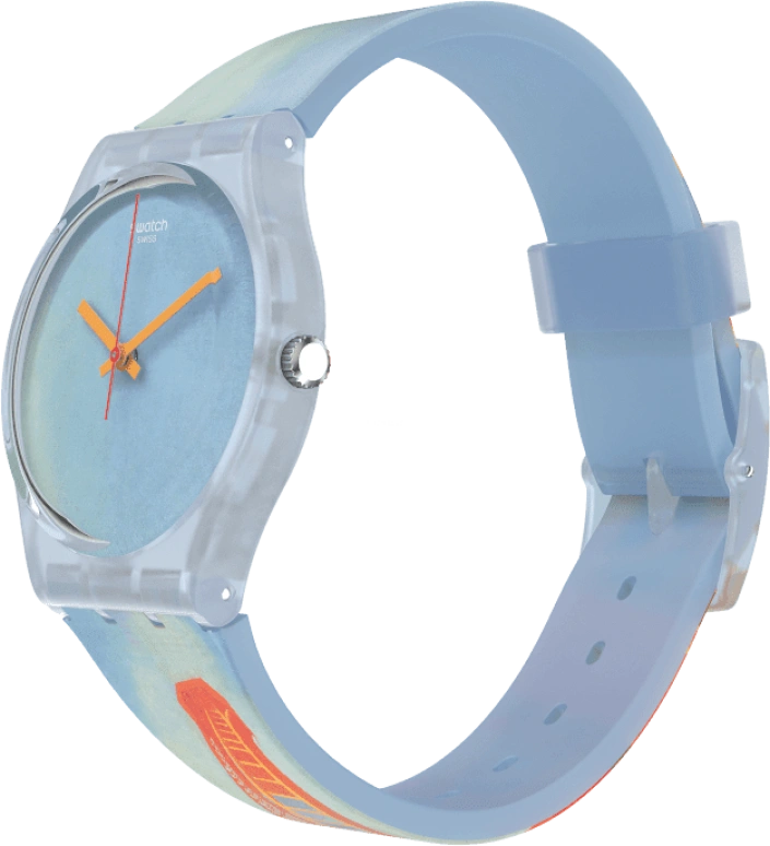 Swatch,Originals 34mm,34mm,Plastic,Blue,Quartz,Sapphire,Crystal Glass,Round,GZ357