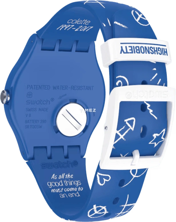 Swatch,Originals 41x47.40mm,41x47.40mm,Plastic,White,Quartz,Tonneau,Blue,SUOZ327