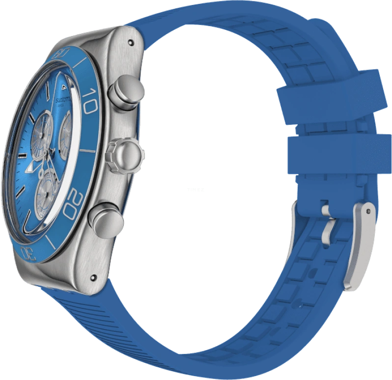 Swatch,IRONY 43mm,43mm,Stainless Steel,Black,Silver,Blue,Minutes,YVS485
