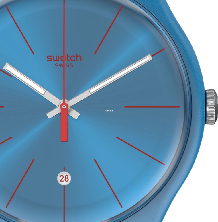 Swatch,Originals 41mm,41mm,Plastic,Blue,Quartz,Day,Tonneau,SUOS401
