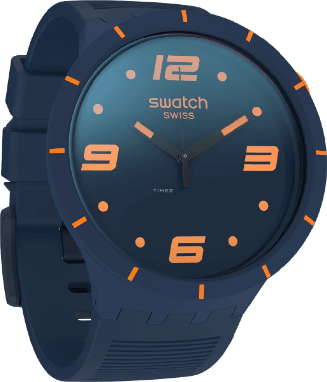 Swatch,THE BOLD 47mm,47mm,Plastic,Blue,Closed,SO27N110
