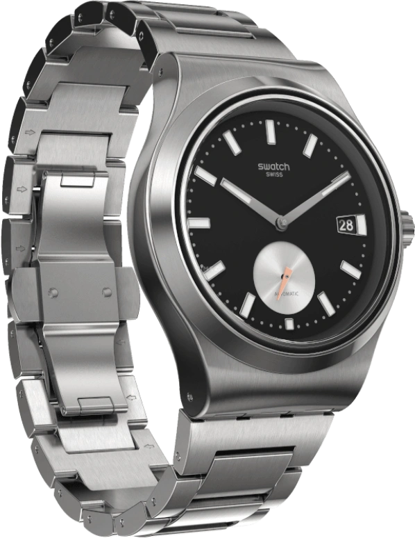 Swatch,IRONY 42mm,42mm,Stainless Steel,Black,Sapphire,Crystal Glass,Open,SY23S406G
