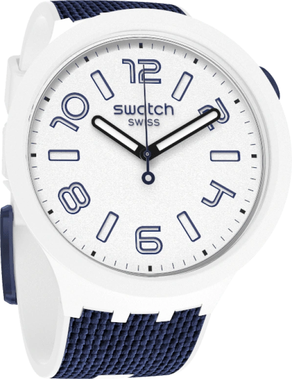 Swatch,THE BOLD 47mm,47mm,Plastic,White,Sapphire,Crystal Glass,Closed,SO27W102