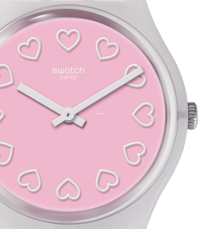 Swatch,Originals 34mm,34mm,Plastic,Pink Red,Quartz,Sapphire,Crystal Glass,Tonneau,GE273