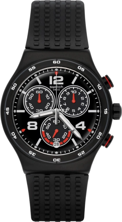Swatch,IRONY 43mm,43mm,Stainless Steel,Black,Quartz,Chronograph,Day,YVB404