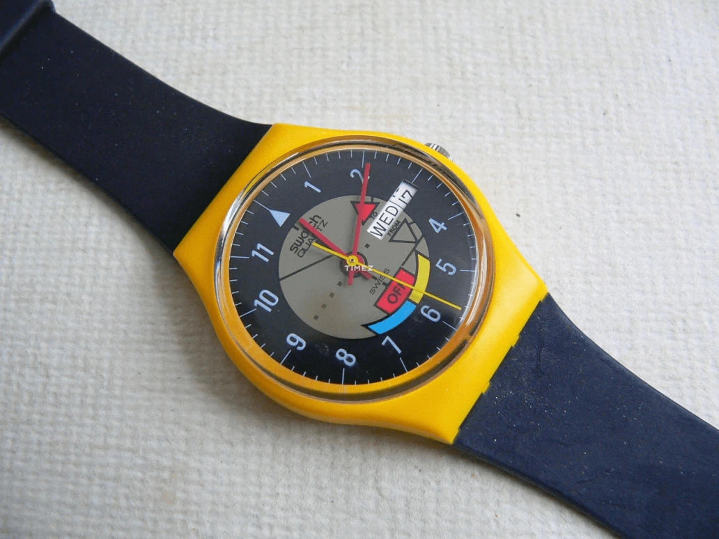 Swatch,Other 34mm,34mm,Plastic,Multi-Color,Quartz,Date,Day,GJ700