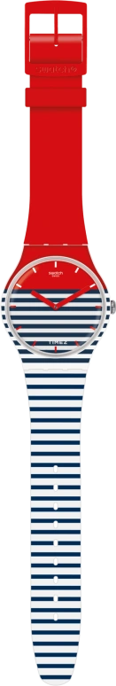 Swatch,Originals 41mm,41mm,Plastic,White,Blue,Red,Quartz,Sapphire,Crystal Glass,Round,SUOW140