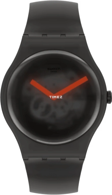 Swatch,Other 41mm,41mm,Plastic,Black,Quartz,Tonneau,SUOB183