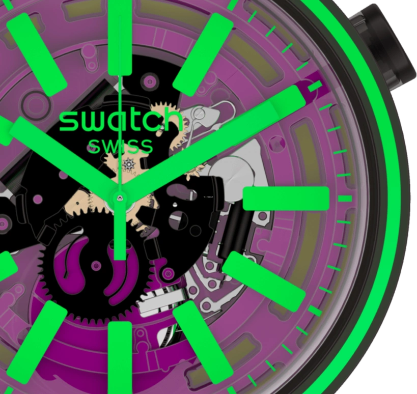 Swatch,THE BOLD 47mm,47mm,Plastic,Purple,SO27B113