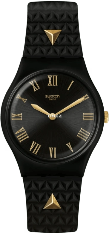 Swatch,Originals 34mm,34mm,Plastic,Black,Quartz,Sapphire,Crystal Glass,Tonneau,GB324