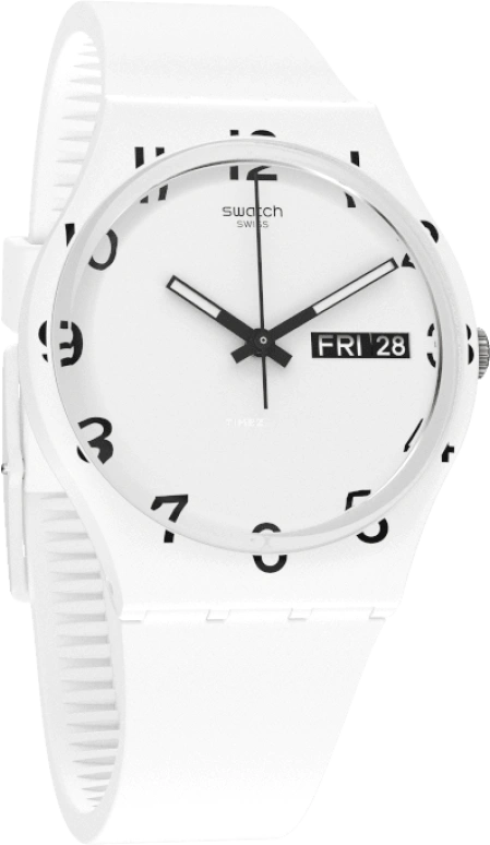 Swatch,Originals 39.20mm,39.20mm,Plastic,White,Sapphire,Crystal Glass,GW716