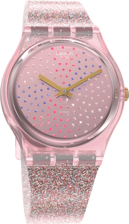 Swatch,Originals 34mm,34mm,Plastic,Pink,Sapphire,Crystal Glass,GP168