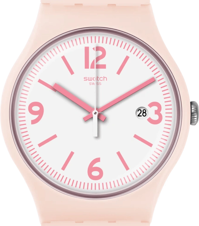 Swatch,Originals 41mm,41mm,Plastic,White,Quartz,Day,Tonneau,SUOP400