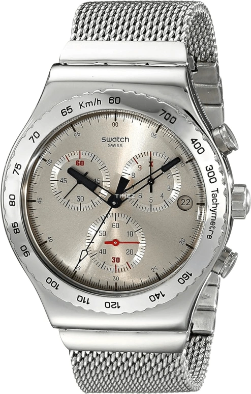 Swatch,IRONY 43mm,43mm,Stainless Steel,Grey,Quartz,Chronograph,Day,YVS405G