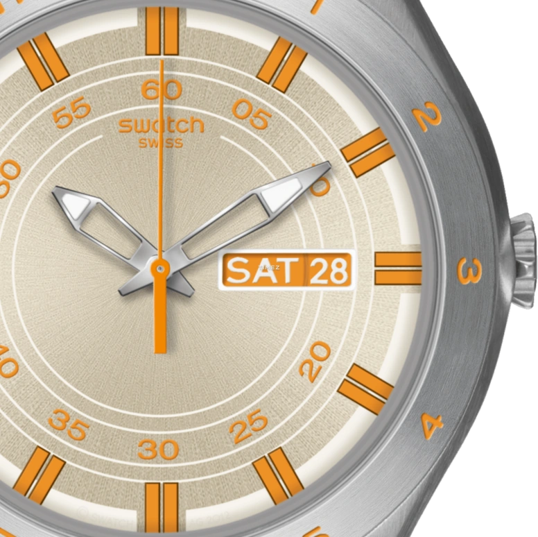 Swatch,Other 43mm,43mm,Stainless Steel,Silver,Quartz,Date,Day,YTS712