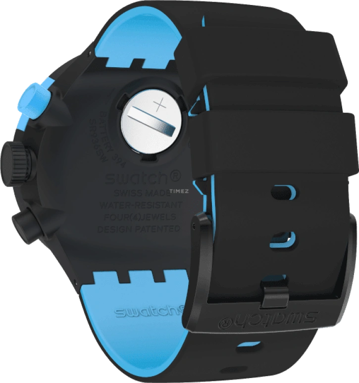 Swatch,THE BOLD 47mm,47mm,Plastic,Black,Sapphire,Crystal Glass,Closed,SB02B401
