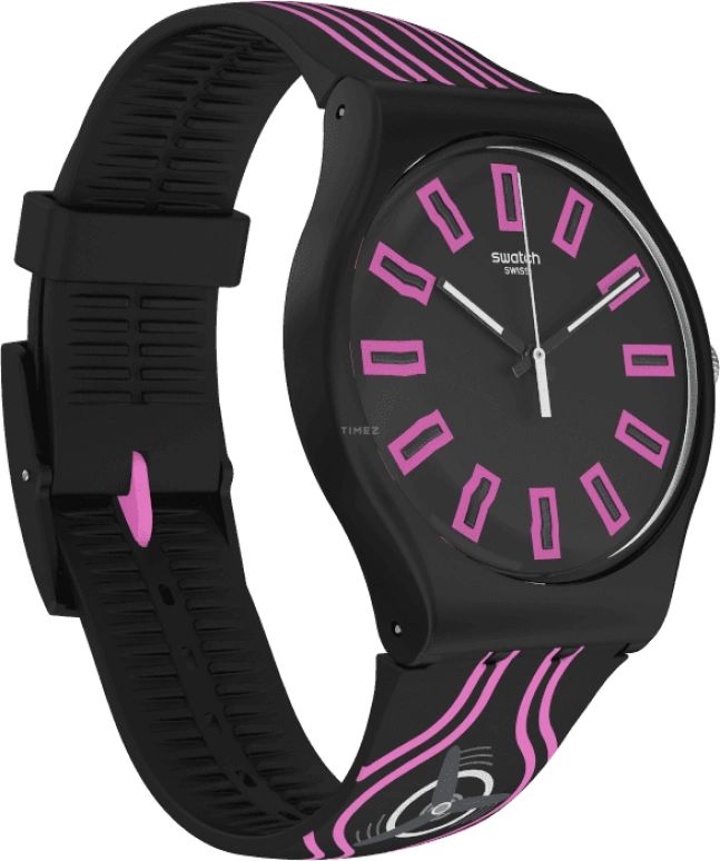 Swatch,Originals 41mm,41mm,Plastic,Black,Pink,Sapphire,Crystal Glass,SUOB146C