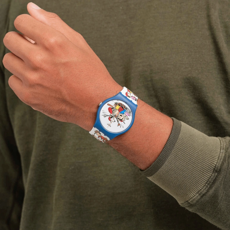Swatch,Other 41mm,41mm,Bio-sourced,White,Multi-Color,Quartz,Sapphire,Crystal Glass,Round,SO29Z107
