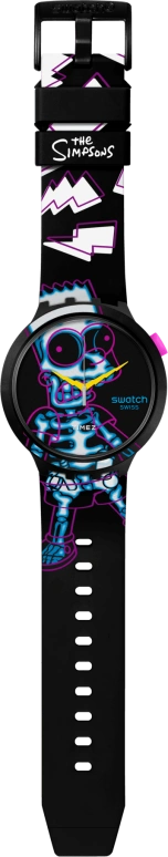 Swatch,THE SIMPSONS 47mm,47mm,Plastic,Black,Blue,Quartz,Glass,Round,SB01Z105