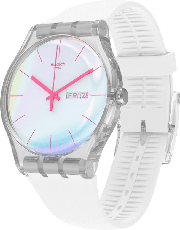 Swatch,Originals 41mm,41mm,Plastic,Blue,Pink,Sapphire,Crystal Glass,SUOK713