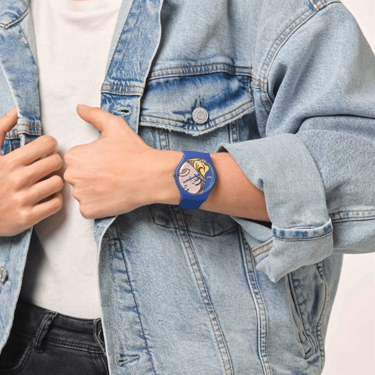 Swatch,Originals 41mm,41mm,Plastic,Blue,Multi-Color,Quartz,Sapphire,Crystal Glass,Round,SUOZ352