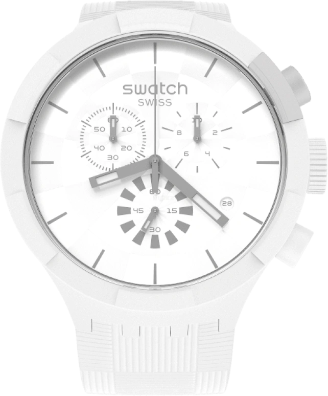 Swatch,THE BOLD 47mm,47mm,Plastic,White,Sapphire,Crystal Glass,SB02W400