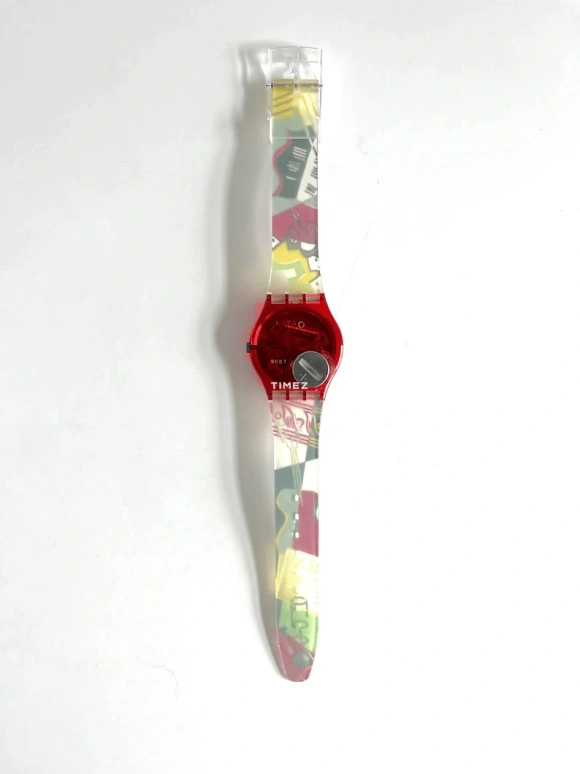 Swatch,Other 34mm,34mm,Plastic,Multi-Color,Quartz,Sapphire,Crystal Glass,Tonneau,GR110
