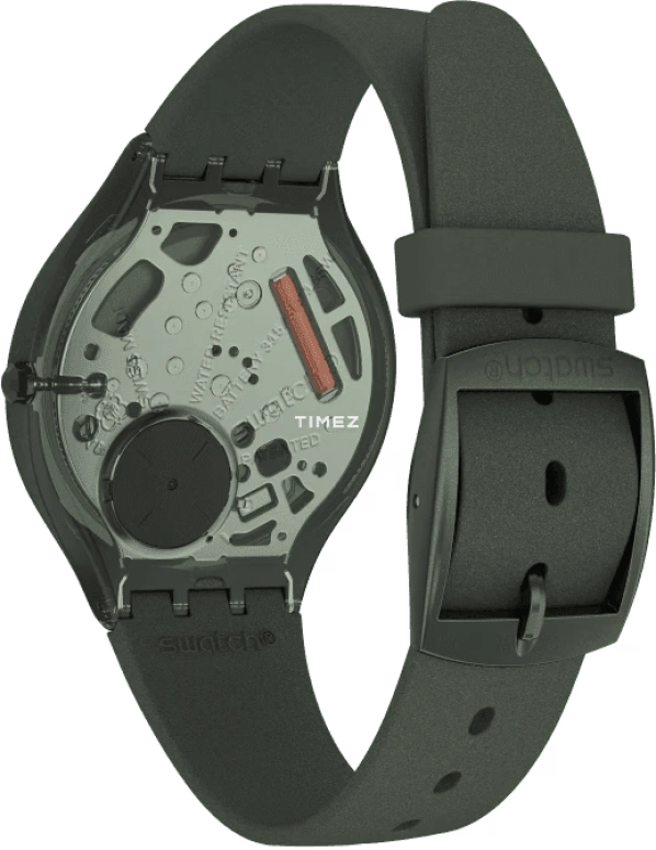 Swatch,SKIN 40mm,40mm,Plastic,Green,Quartz,Sapphire,Crystal Glass,Tonneau,SVUG100