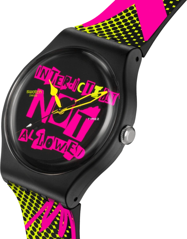 Swatch,NO RULES 41mm,41mm,Bioceramic,Multi-Color,Pink,Black,Automatic,Bio-sourced,Glass,Round,SO32B121