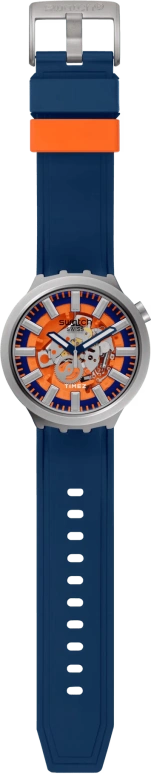 Swatch,Swatch Essentials 47mm,47mm,Stainless Steel,Orange,Skeleton,Quartz,Sapphire,Crystal Glass,Round,SB07S114