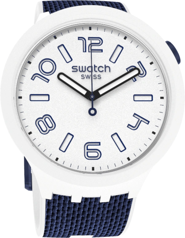Swatch,THE BOLD 47mm,47mm,Plastic,White,Sapphire,Crystal Glass,Closed,SO27W102