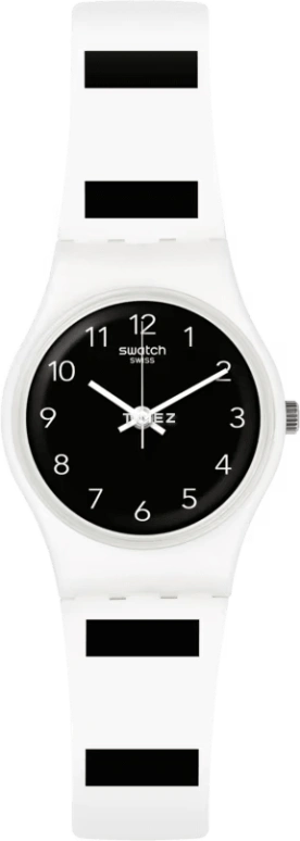 Swatch,Originals 25mm,25mm,Plastic,Black,Quartz,Tonneau,White,LW161