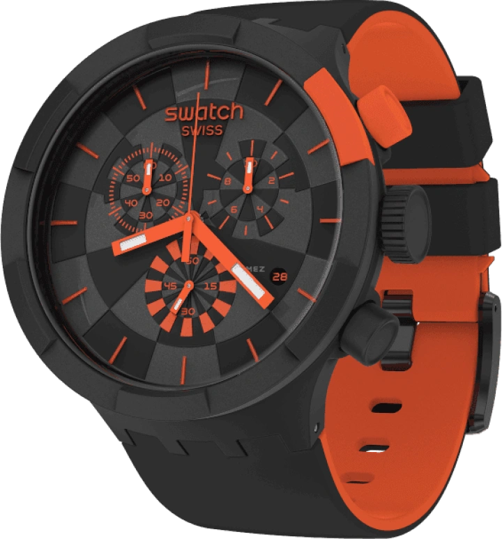 Swatch,THE BOLD 47mm,47mm,Plastic,Black,Sapphire,Crystal Glass,SB02B402