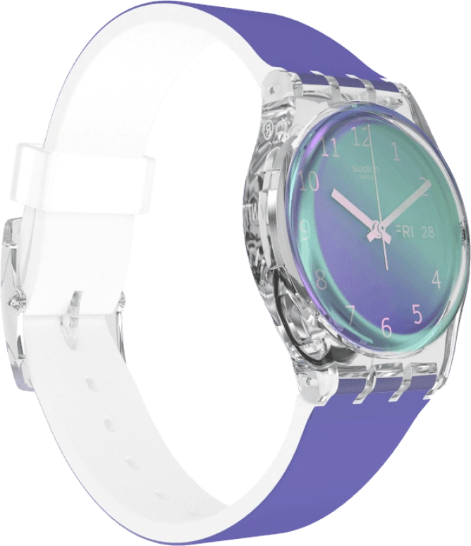 Swatch,Originals 34mm,34mm,Plastic,Purple,Green,Sapphire,Crystal Glass,GE718