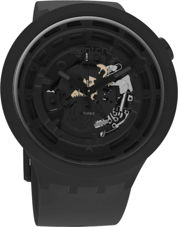 Swatch,Other 47mm,47mm,Bioceramic,Black,Skeleton,Quartz,Sapphire,Crystal Glass,Round,SB03B100