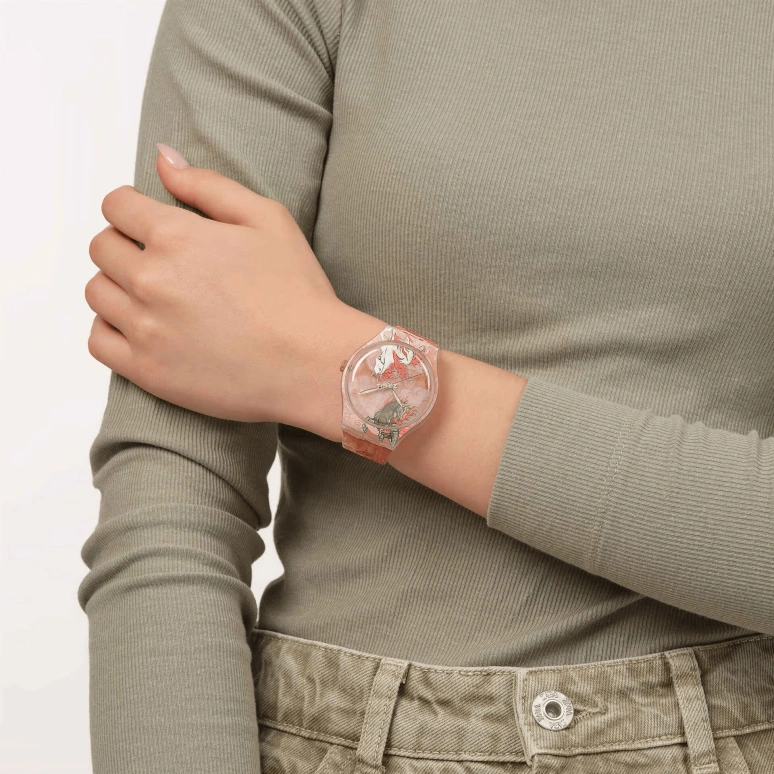 Swatch,Originals 41mm,41mm,Composite,Red,Brown,Multi-Color,Quartz,Round,Brown,SUOZ369