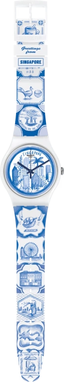 Swatch,Originals 47.40mm,47.40mm,Plastic,White,Blue,Quartz,Tonneau,Transparent,SUOZ296